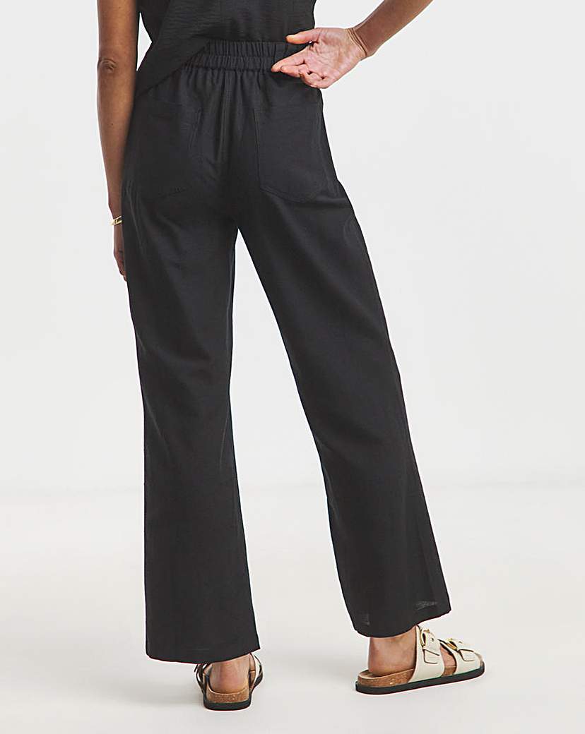 Black Linen Mix Blend Dad Trouser