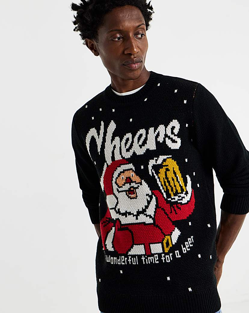 Santa Cheers Knitted Christmas Jumper