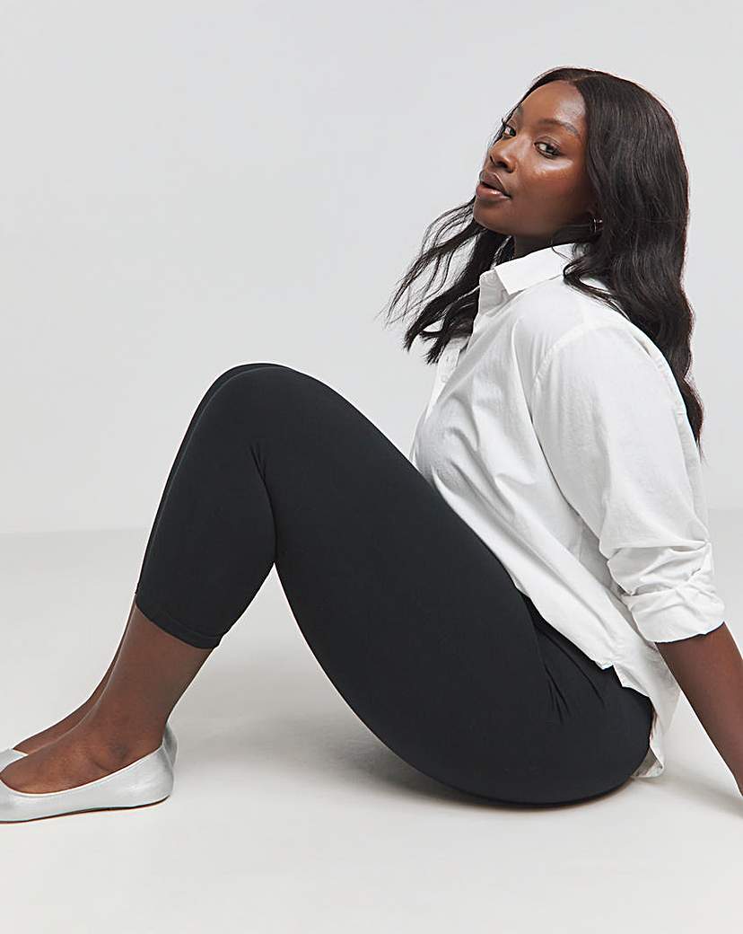 Black Cotton Cropped Legging