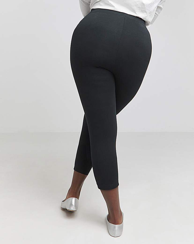 Black Cotton Cropped Legging