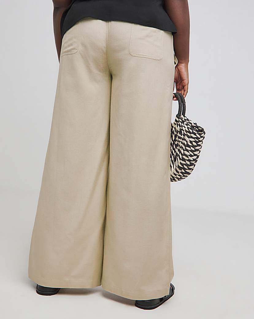 Stone Linen Wide Leg Trouser