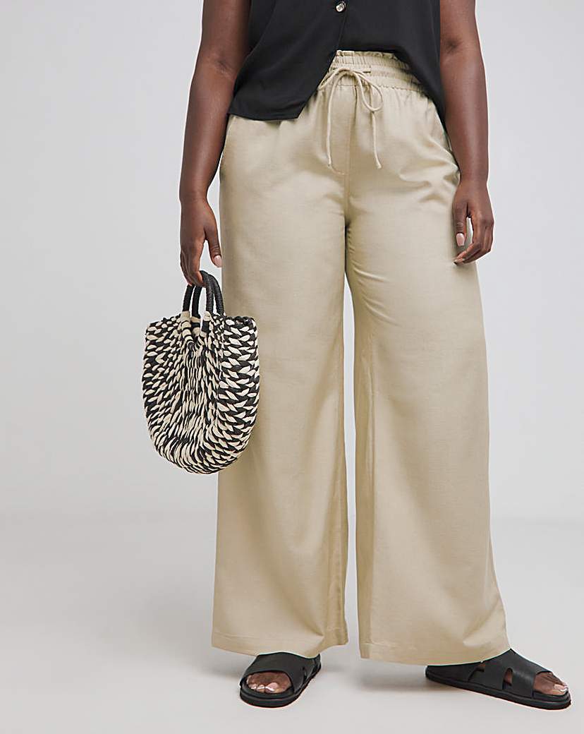 Stone Linen Wide Leg Trouser