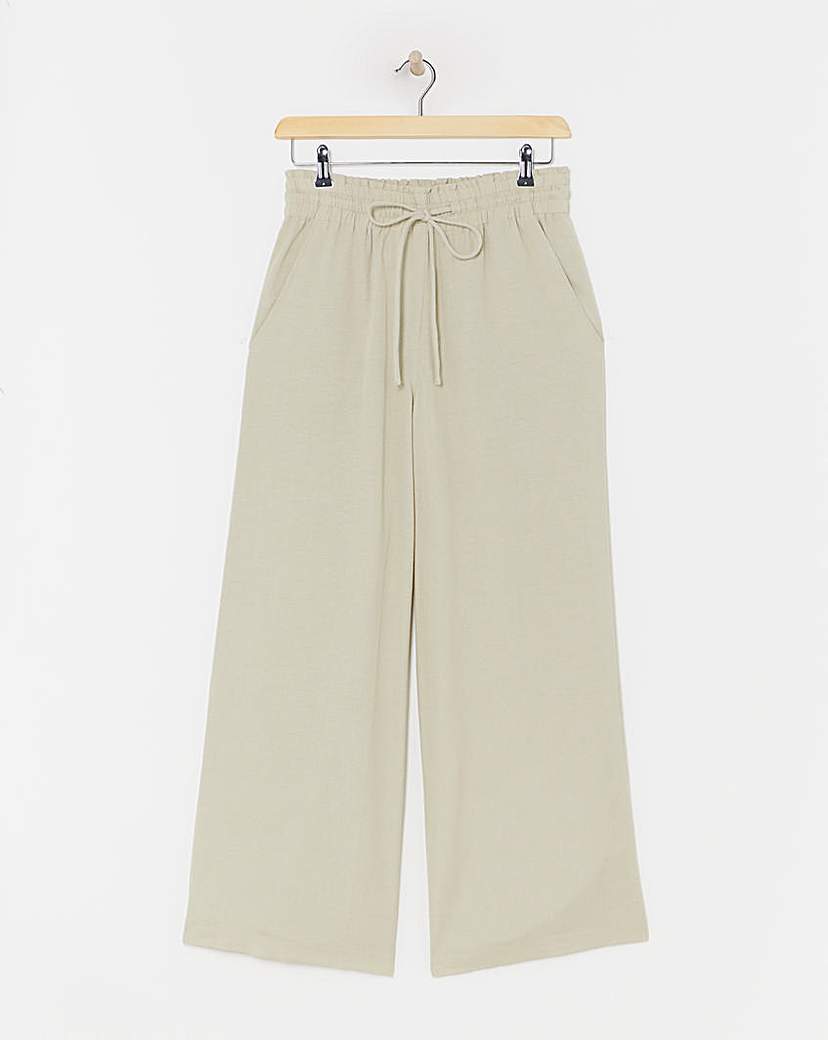 Stone Linen Wide Leg Trouser