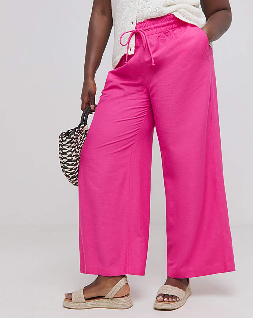 Hot Pink Linen Wide Leg Trouser