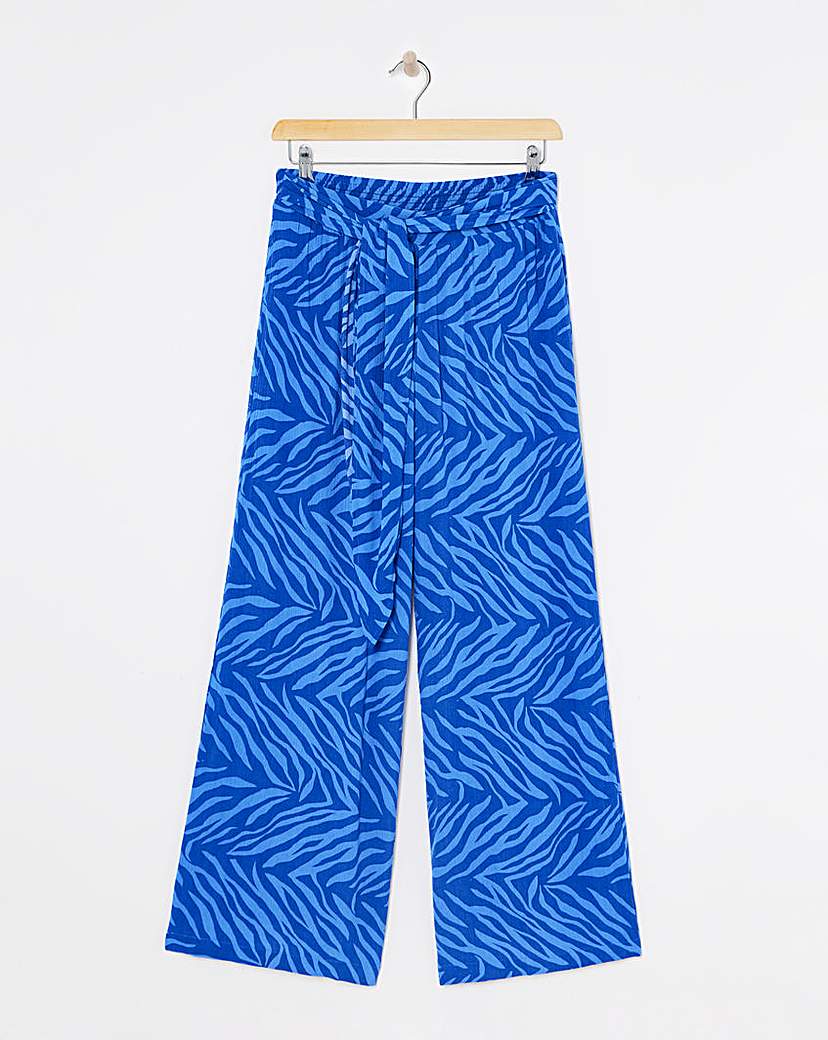 Crinkle Tie Waist Wide Leg Trouser