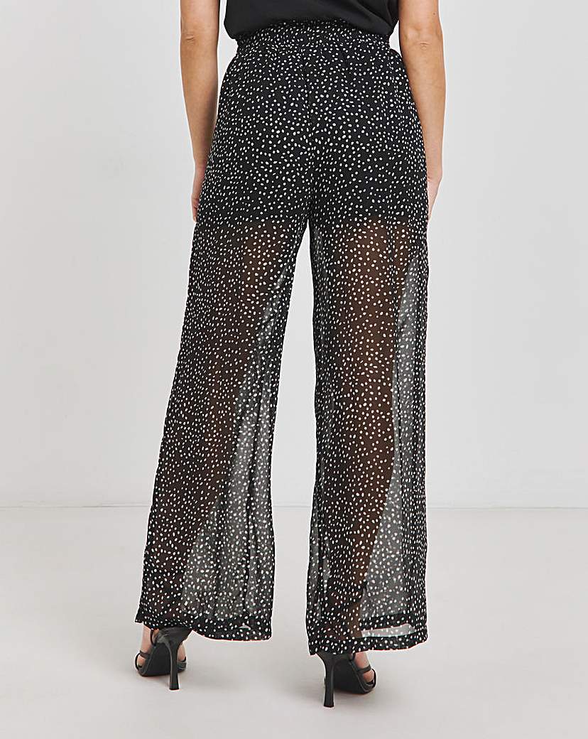 Mono Spot Wide Leg Chiffon Trousers