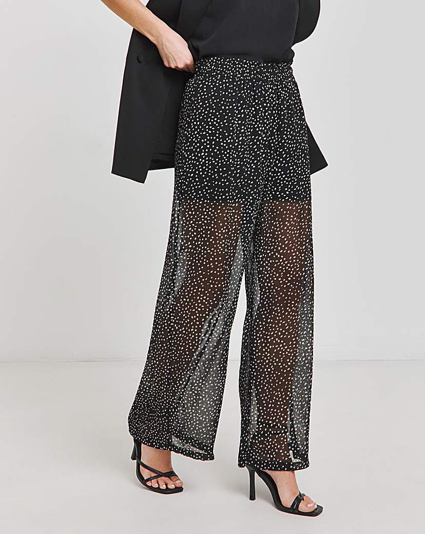 Mono Spot Wide Leg Chiffon Trousers