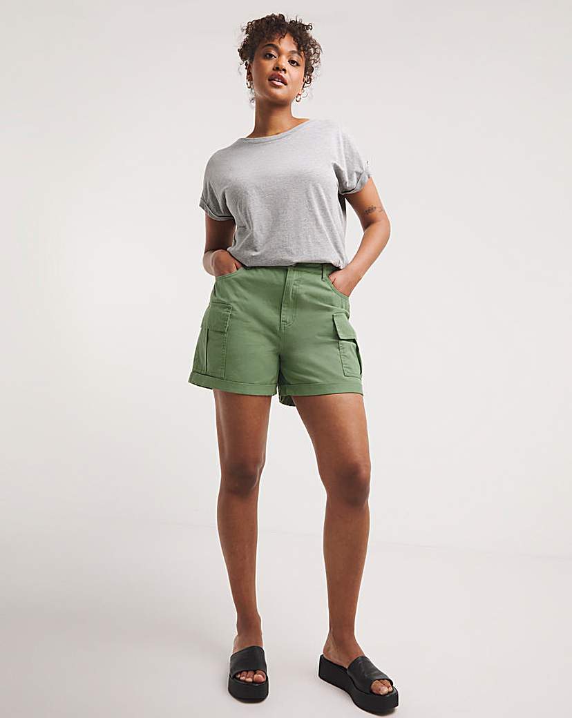 Khaki Cargo Utility Shorts - Light Green