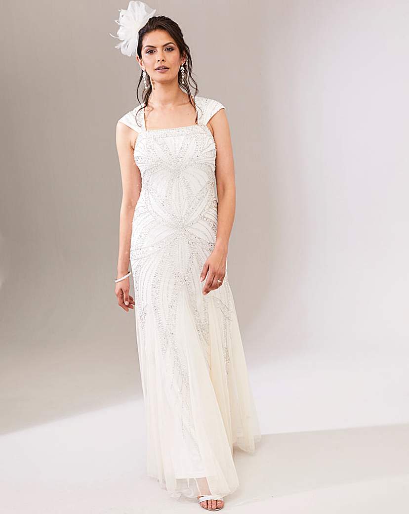 joanna hope feather beaded maxi dress