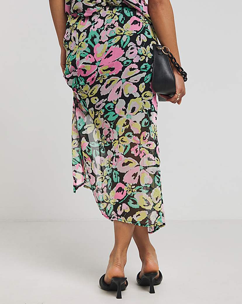 Georgette Floral Gathered Midi Skirt