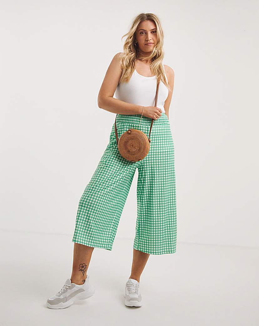 Textured Jersey Shirred Waist Culotte