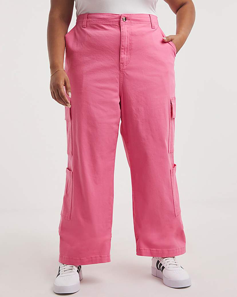 Pink - Women's - Pink Double Pocket Cargo Trouser - Size 10