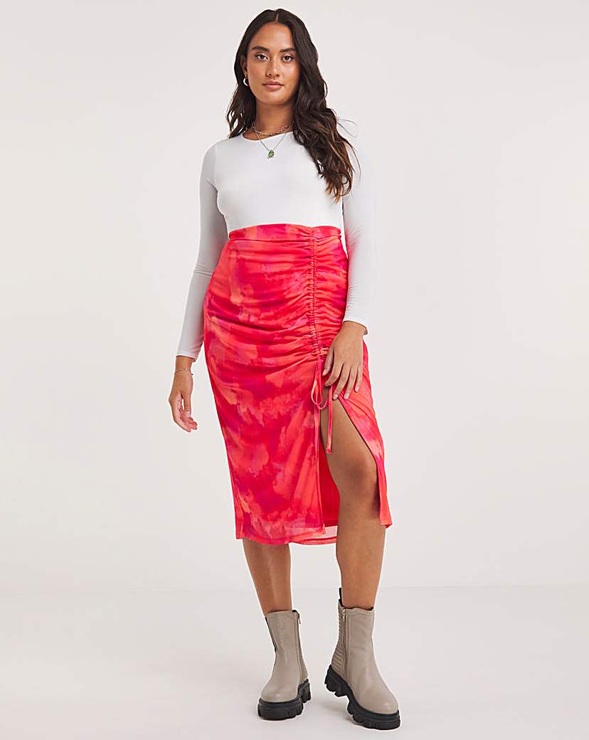 Mesh Overlay Midi Skirt | Simply Be