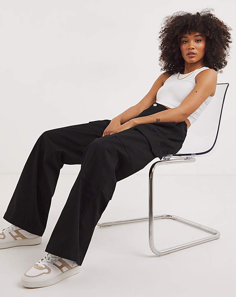Black Double Pocket Cargo Trousers