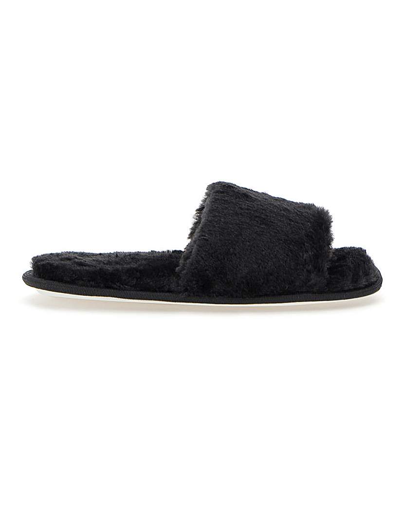 Image of Plush Open Toe Mule Slippers E Fit