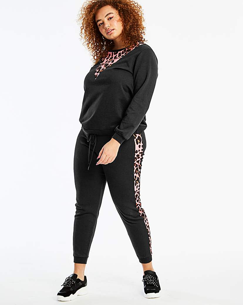 Image of ColourBlock Pink Animal/Black Joggers