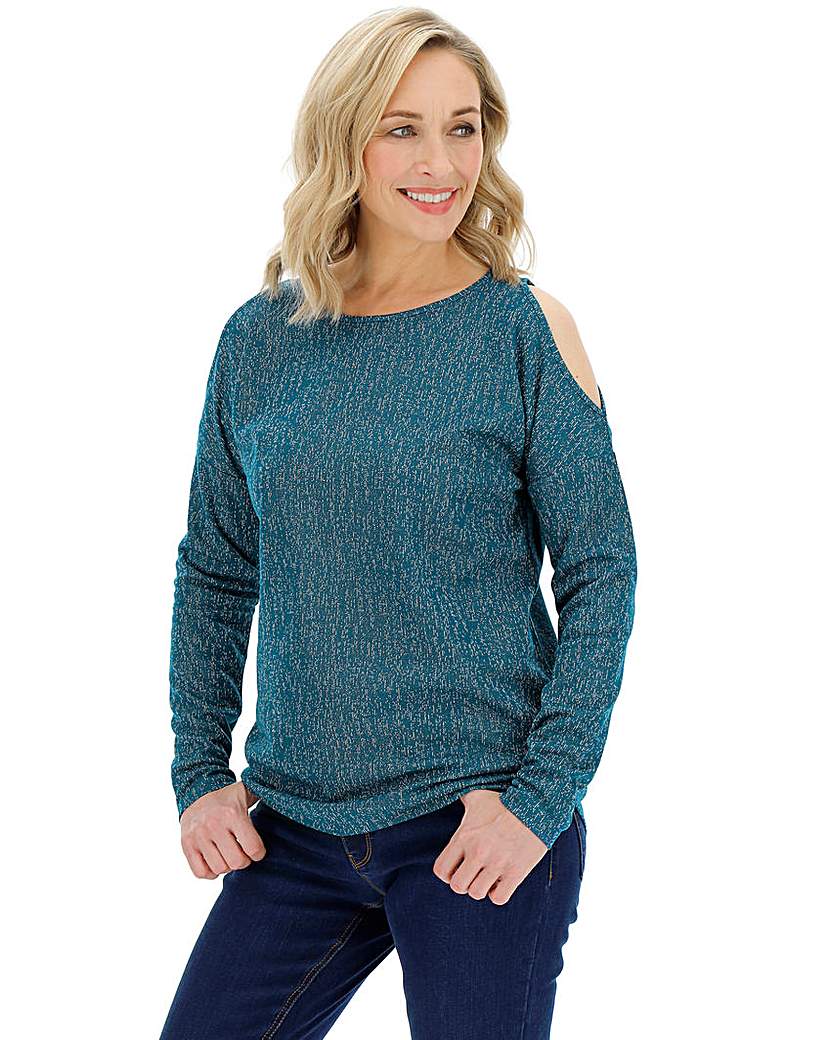 Image of Knit Look Cold Shoulder Longline Jumper