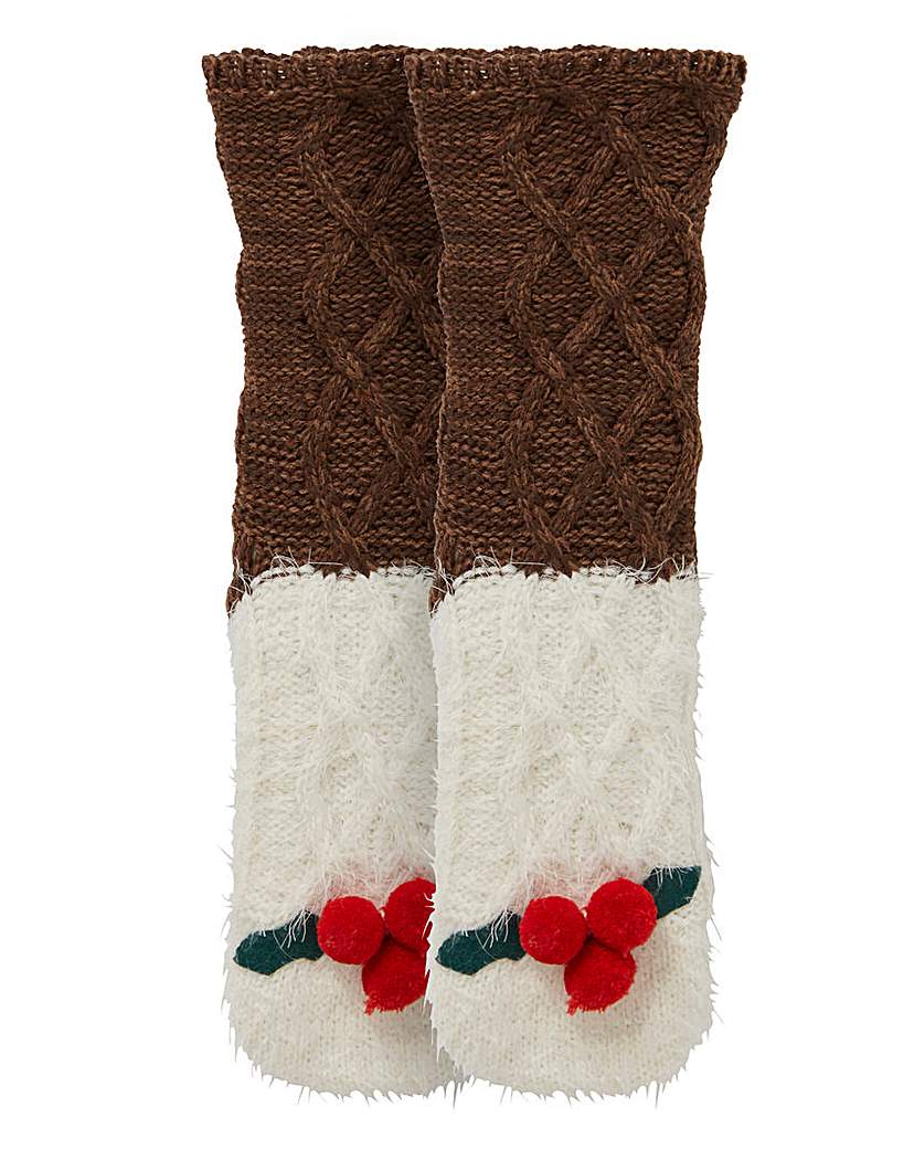 Image of 1 Pack Christmas Pudding Knitted Socks