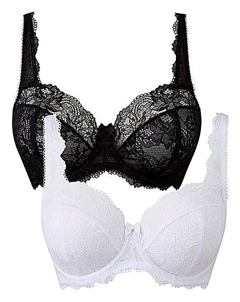 Image of 2Pack Ella Lace Full Cup Black/White Bra