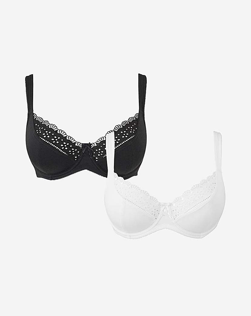2 Pack Black/White Jane Full Cup Bras