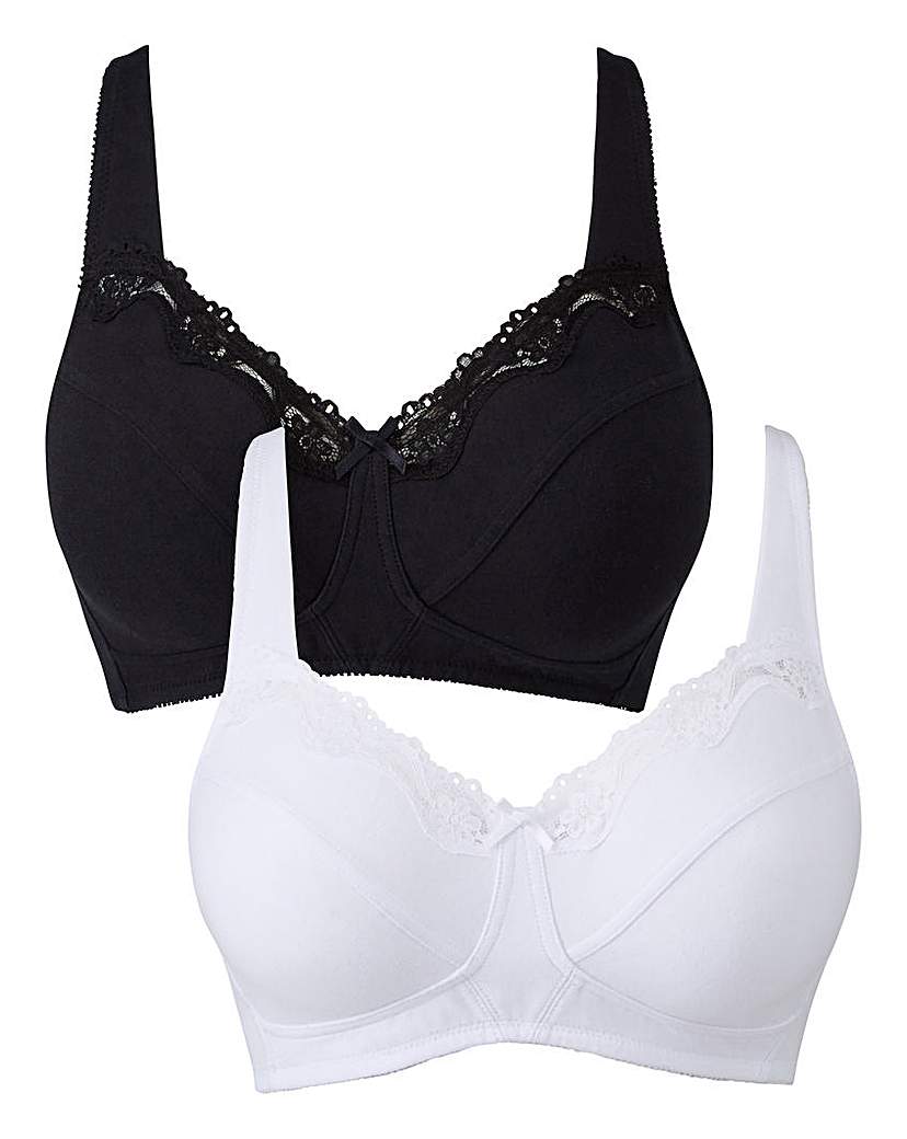 Image of 2Pack Sarah Non Wired White/Black Bras