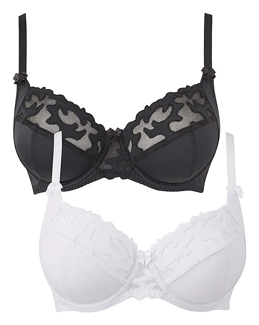 Image of 2 Pack Emily Full Cup Black/White Bras