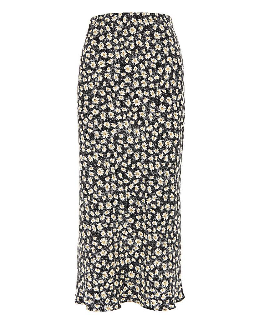 Floral Print Satin Column Maxi Skirt
