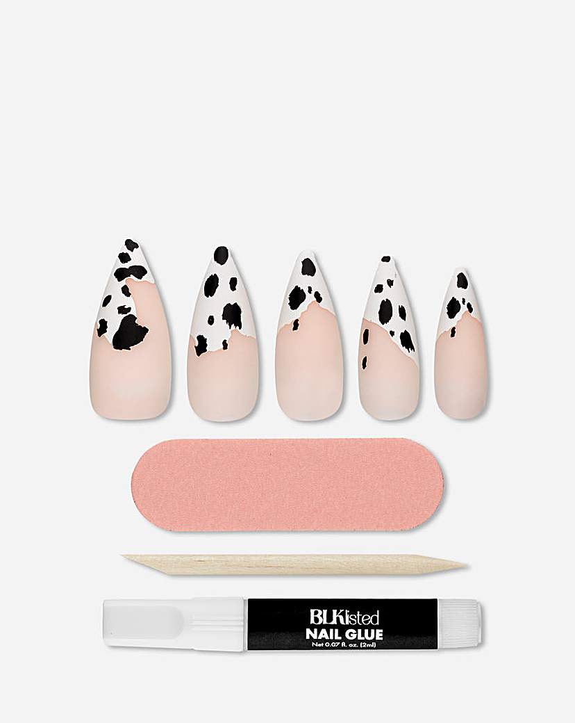 BLK Instant Acrylic Nails Cow Print