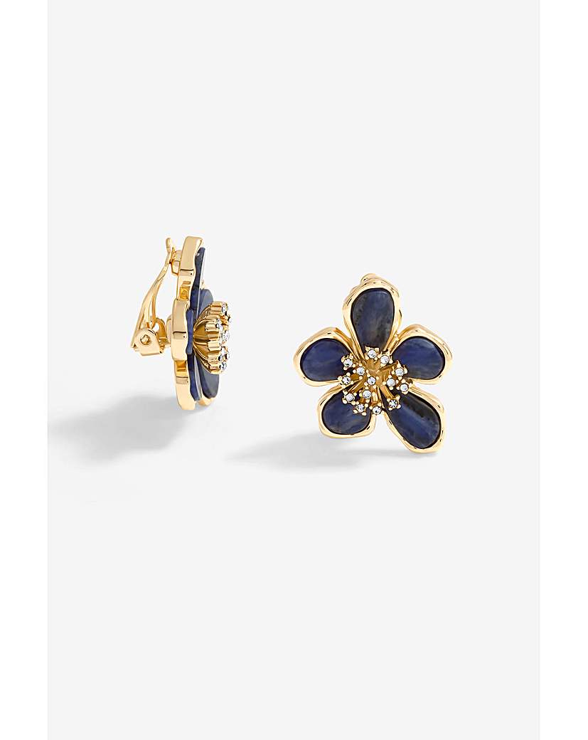 New In - Jon Richard Blue Enamel Floral Earrings