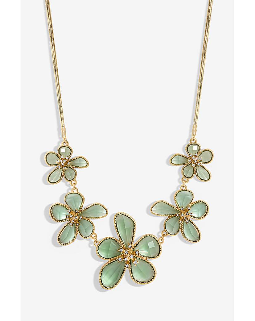 Mood Green Glass Flower Necklace