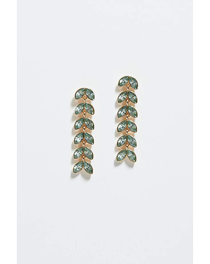 New In - Mood Green Leaf Linear Drop Earrings