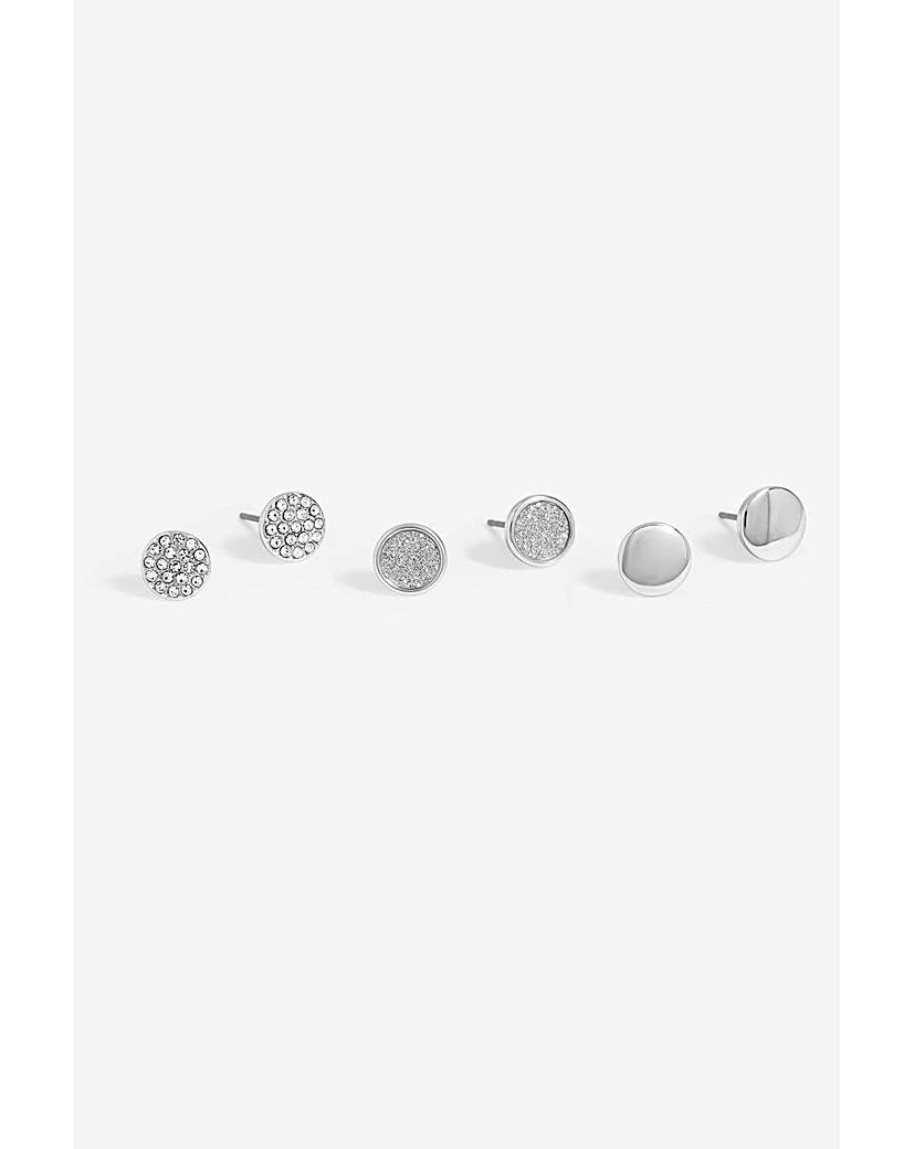 New In - Mood Silver Round Studs 3 Pack