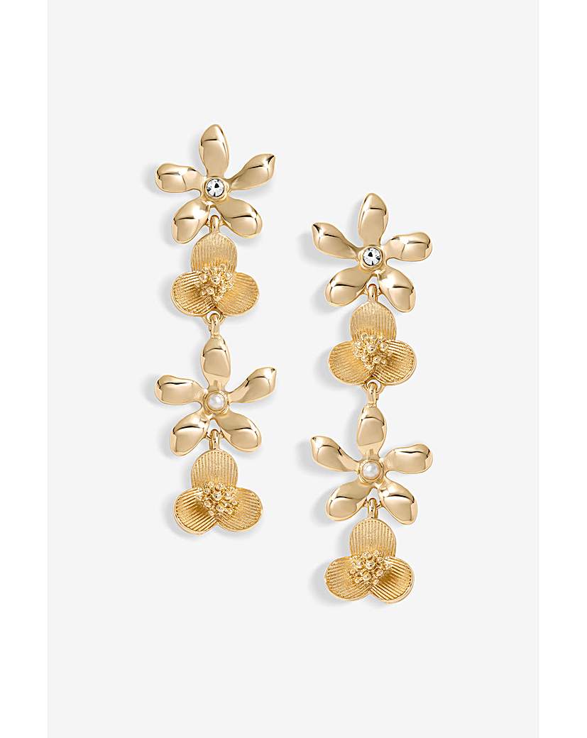 New In - Mood Mixed Flower Linear Drop Earrings