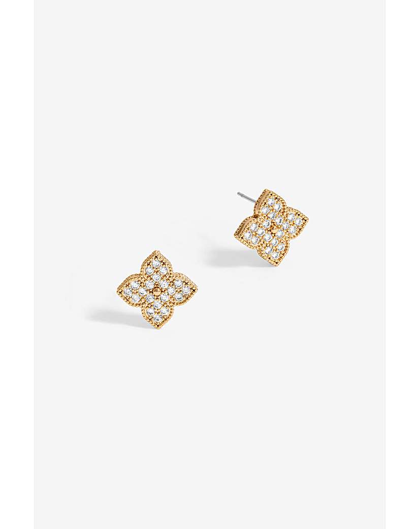 Jon Richard Pave Clover Studs