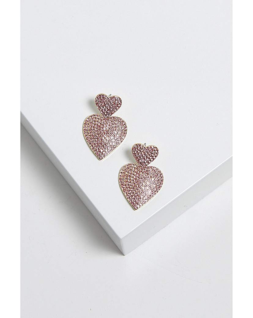 New In - Mood Pink Double Heart Drop Earrings