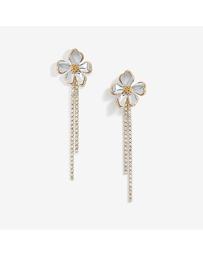 New In - Mood Two Tone Flower CupDrop Earrings