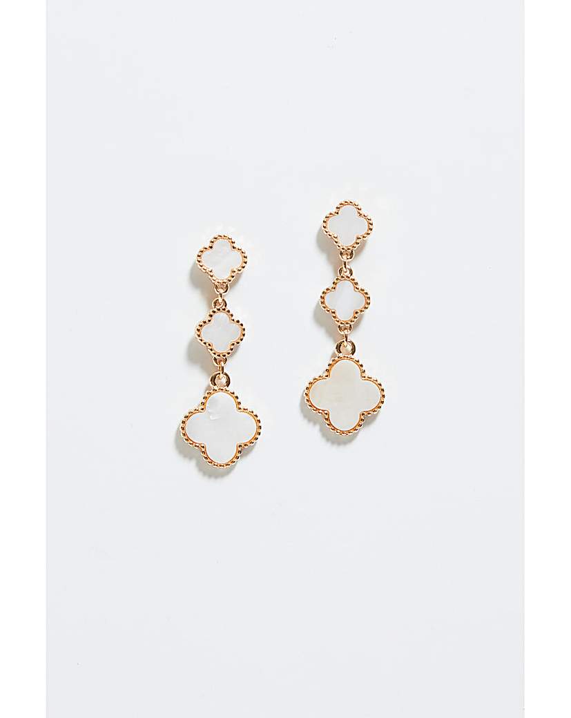 New In - Mood MOP Clover Linear Drop Earrings