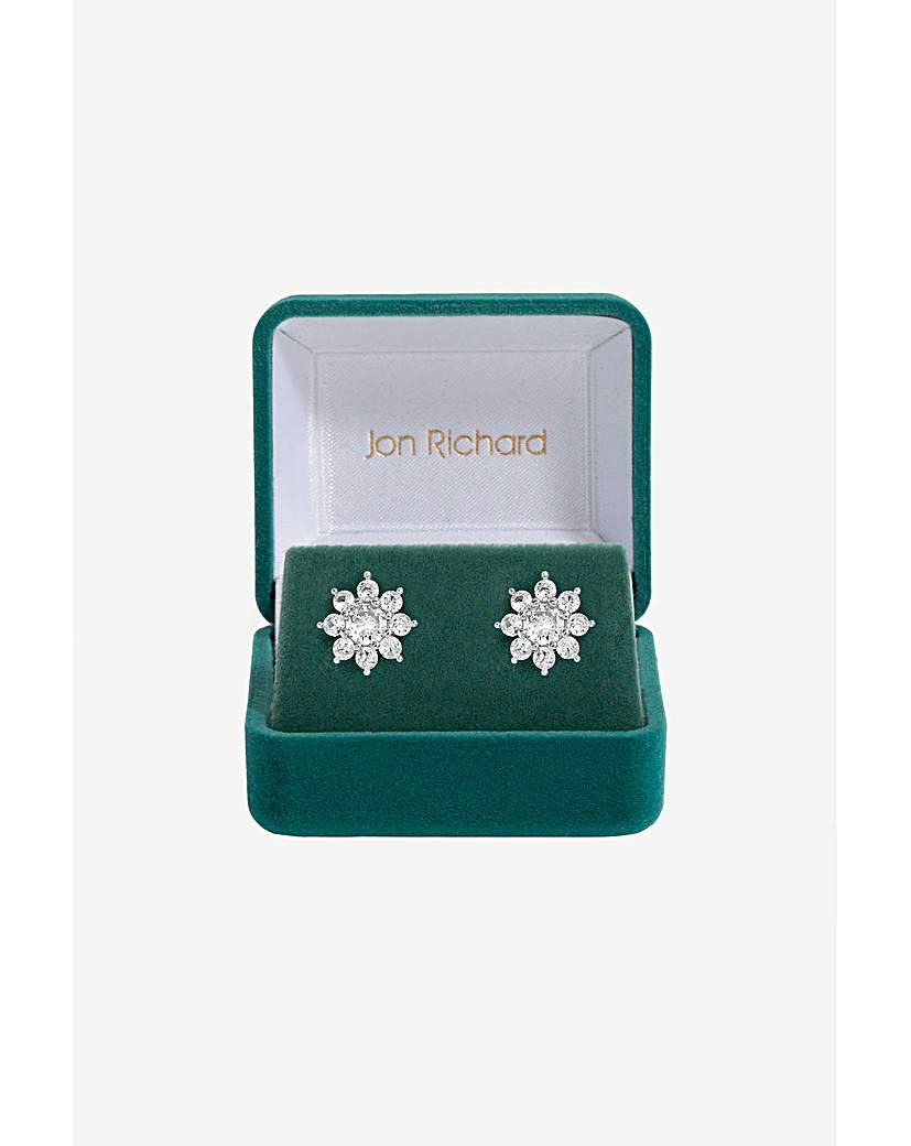 New In - Jon Richard CZ Crystal Flower Studs