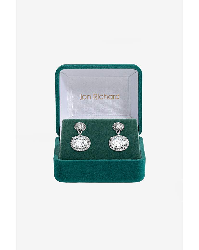 New In - Jon Richard CZ Pave Oval Drop Earrings