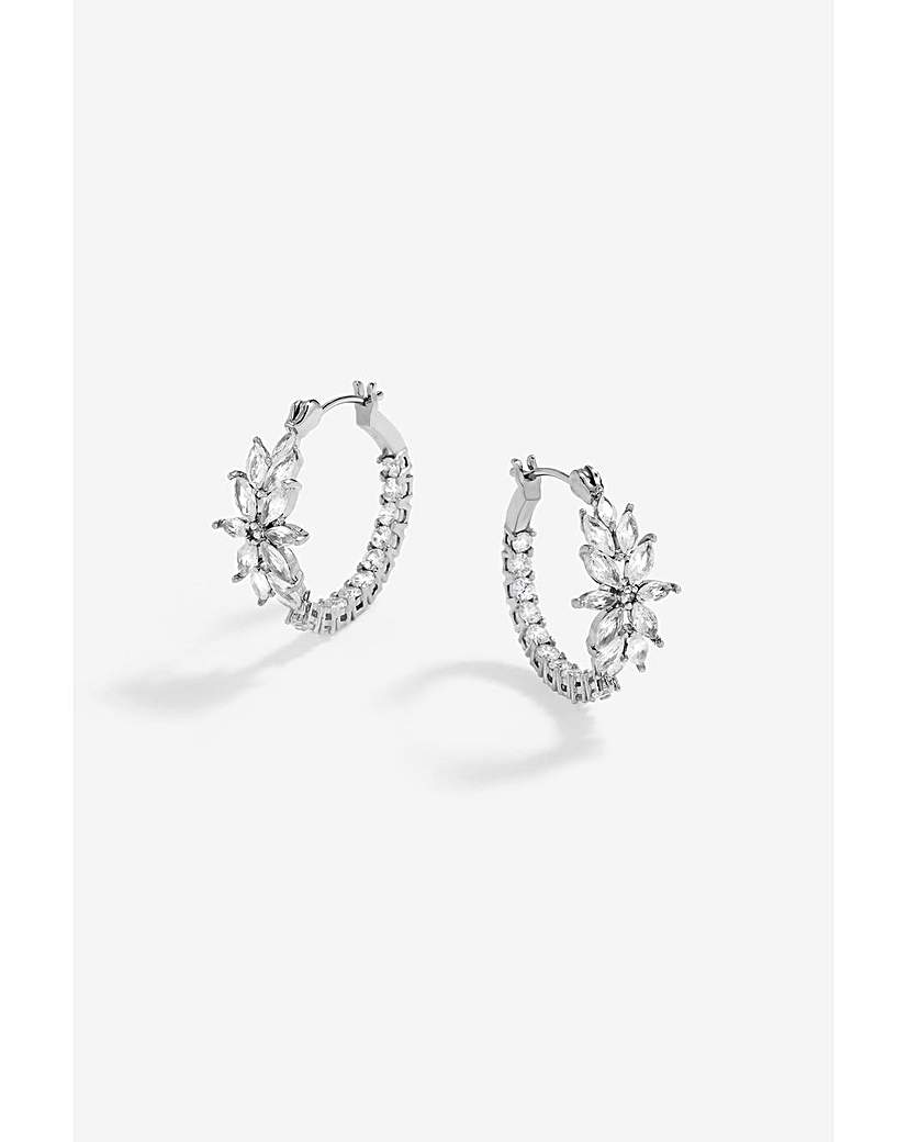 Jon Richard CZ Floral Hoop Earrings