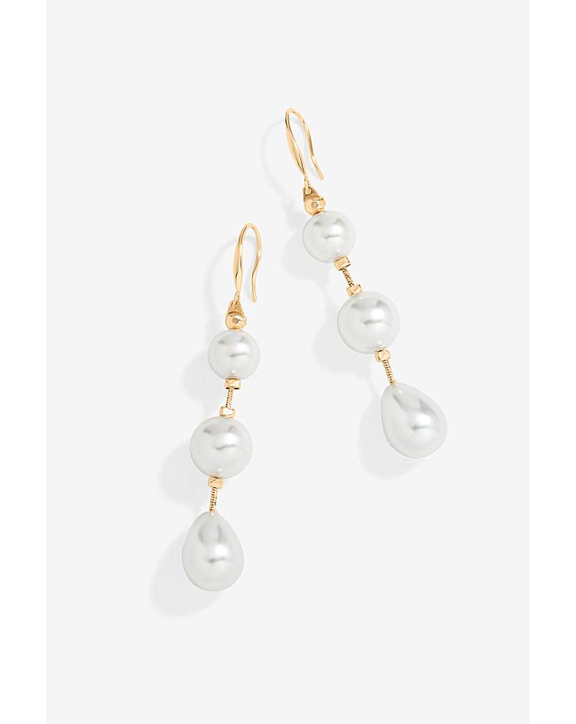 New In - Mood Pearl Linear Three Drop Earrings