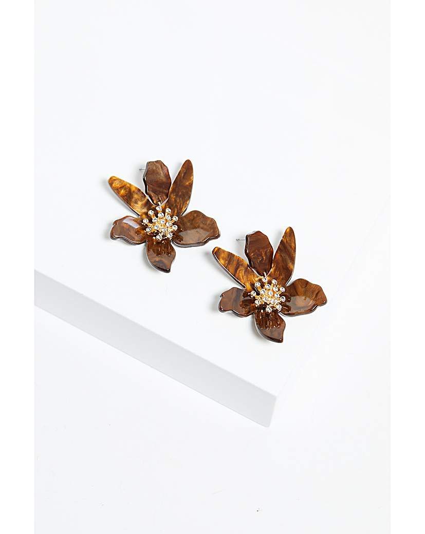 New In - Mood Tort Statement Flower Earrings