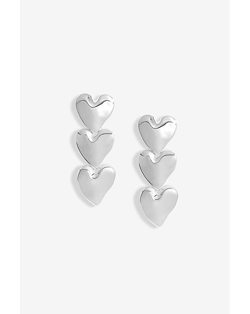 New In - Mood Silver Molten Heart Drop Earrings