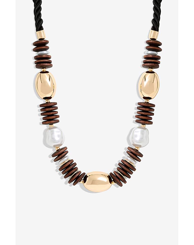 New In - Mood Wood Pearl Statement Necklace