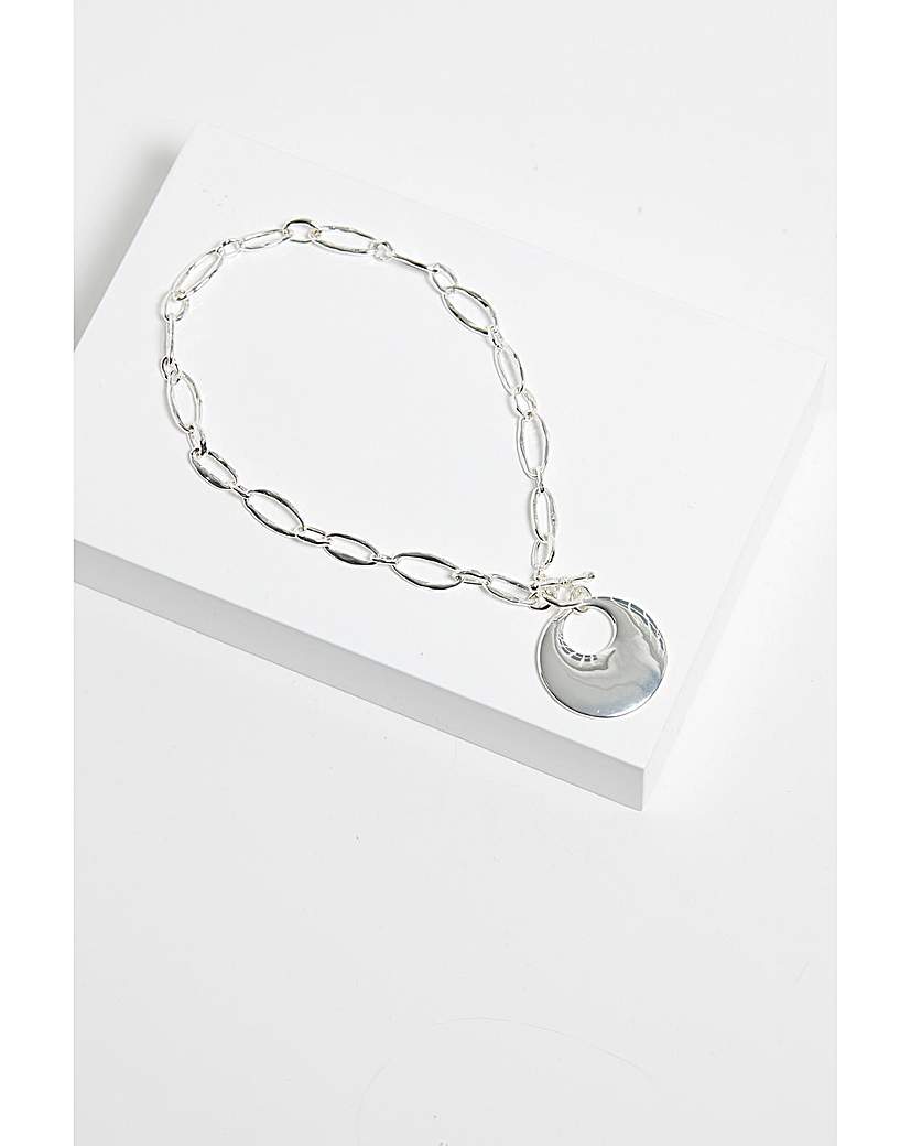 New In - Mood Silver Round T-Bar Short Pendant