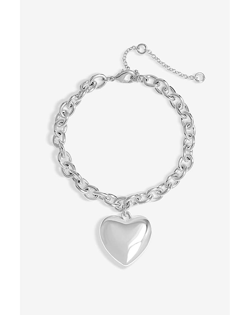 Mood Silver Puffed Heart Double Bracelet