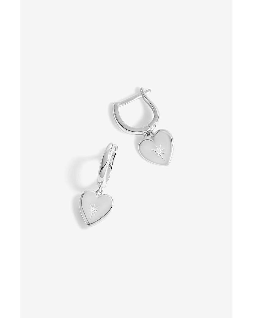 Simply Silver Starburst Heart Hoops