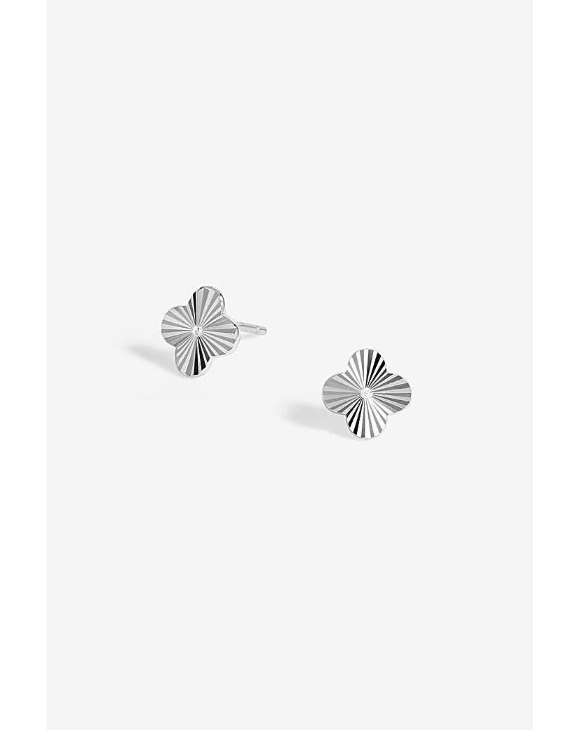 Simply Silver Cut Clover Studs