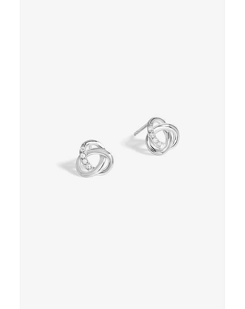 New In - Simply Silver And CZ Woven knot Studs