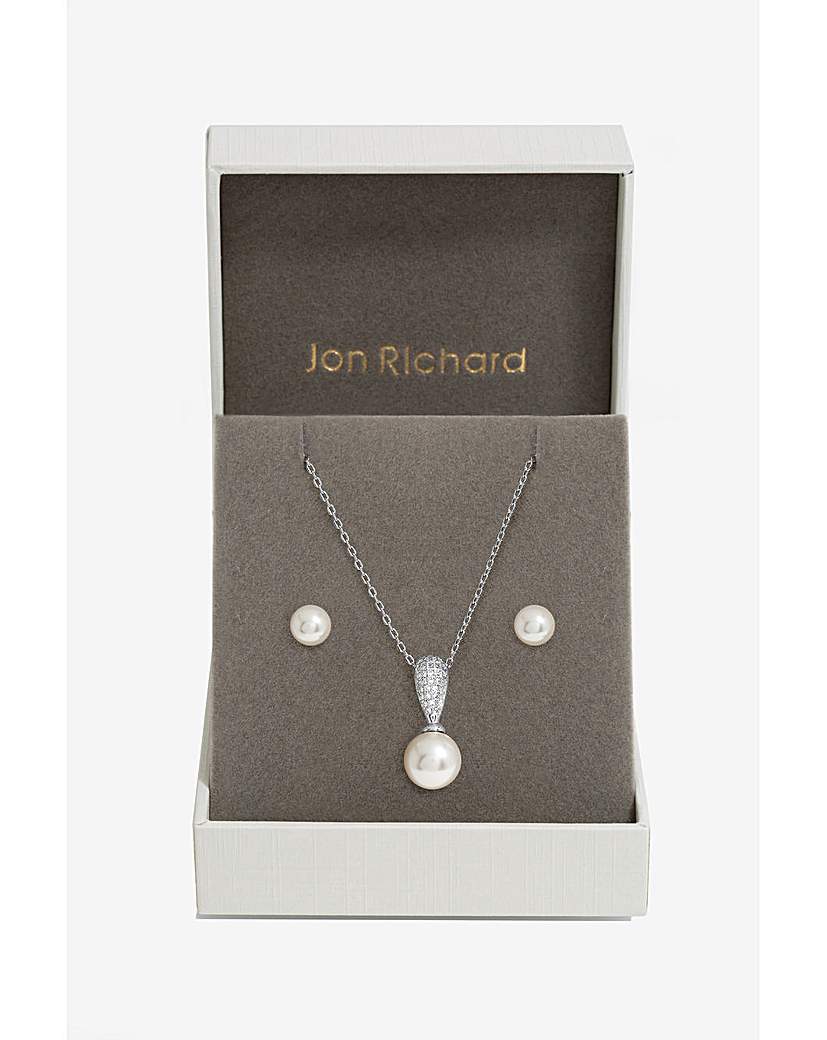 Jon Richard CZ Pearl Set